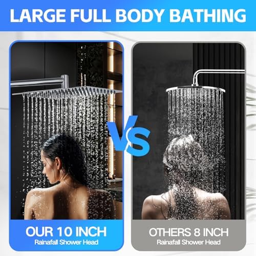 Nottia 10 Inch High Pressure Rain Shower Head with Handheld Spray Combo