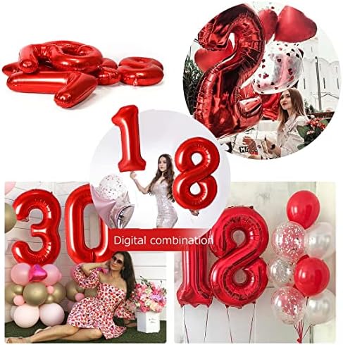 Jonhamwelbor 16 Number Red Foil Balloons Decorations