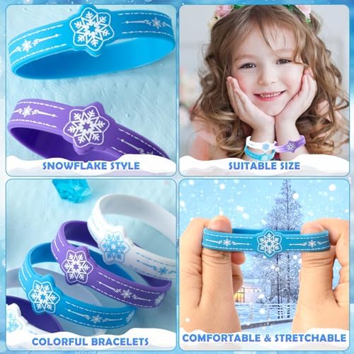 24 Pcs Snowflake Party Favors Silicone Wristbands Set
