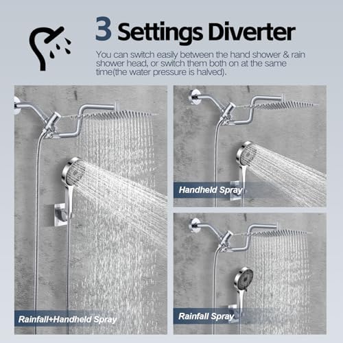 HOHOMETIC High Pressure Rainfall Shower Head with Adjustable Extension Arm