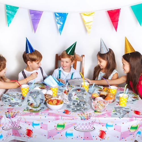 96 Pcs Tornado Themed Birthday Party Tableware Set for 24 Guests