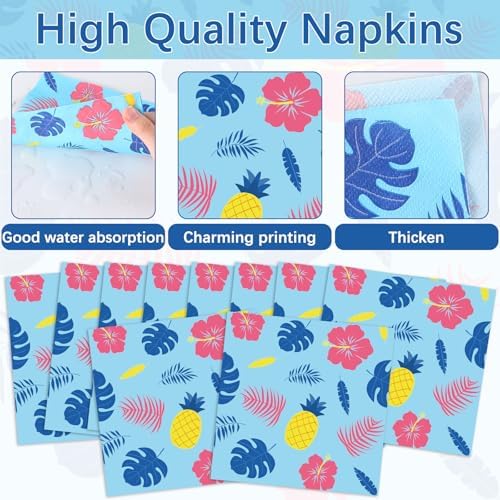96Pcs Tropical Party Plates Napkins Dinnerware Set for Birthday Celebration
