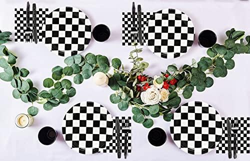 60Pcs Checkered Race Car Party Tableware Set