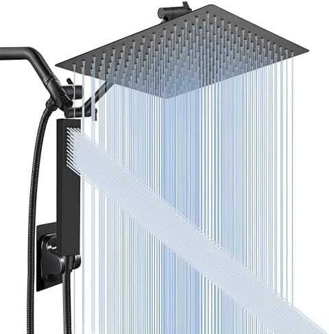 12 Inch Matte Black High Pressure Shower Heads with Handheld Spray Combo Set