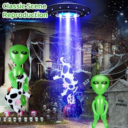 5 Halloween Inflatable Alien Cow Balloons Set