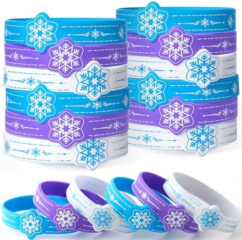 24 Pcs Snowflake Party Favors Silicone Wristbands Set