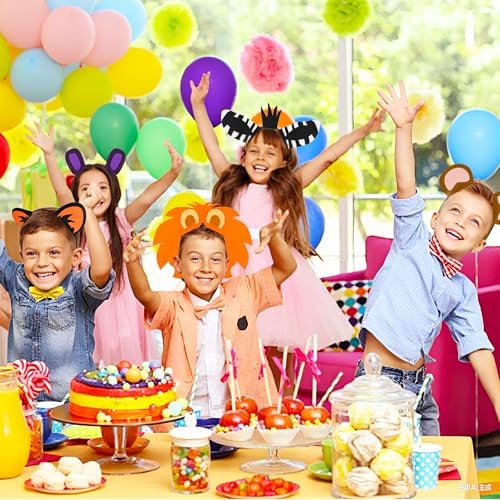 12 Pcs Jungle Animal Headbands for Birthday Parties