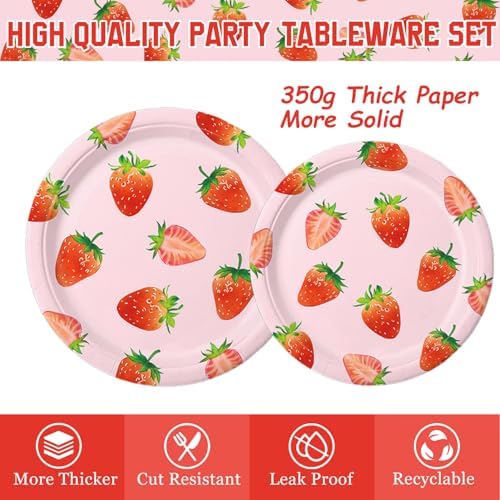 168 Pcs Strawberry Birthday Decorations Set
