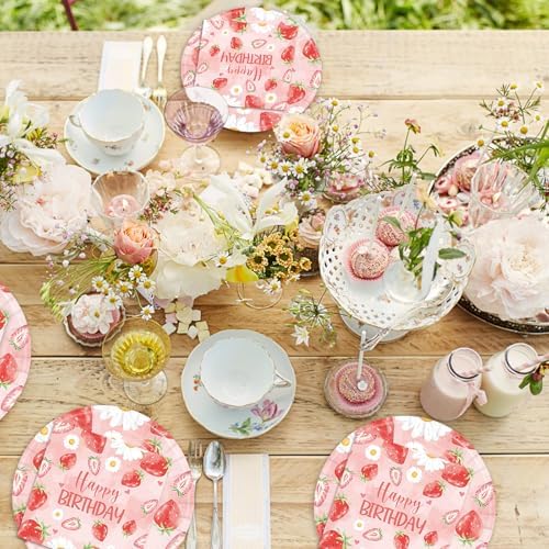 40PCS Strawberry Plates and Napkins Set for Party