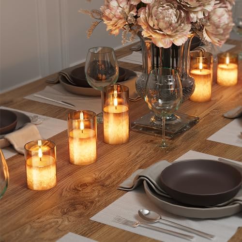 VIODAIM Ice Crystal Real Wax Flameless Candles with Remote Timer 3Pack