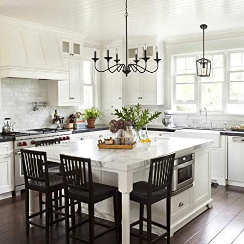 Modern Farmhouse Black Chandelier 6 Light Chain Design