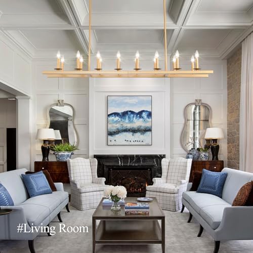 60-Inch Rustic Gold Linear Chandelier with 16 Lights