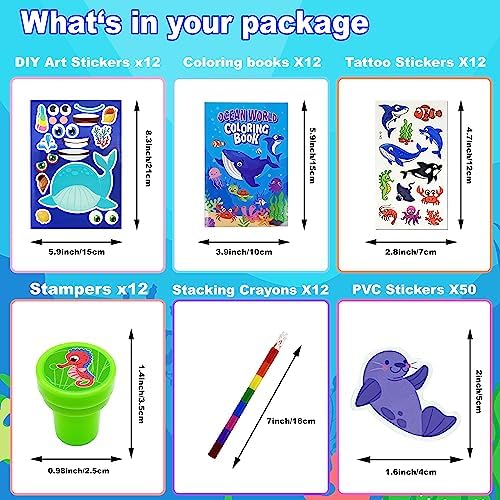Cinrobiye 72 Pcs Ocean Party Favors Set