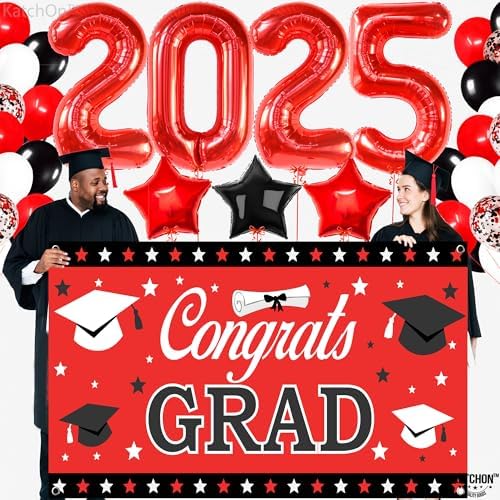KatchOn Red and Black Graduation Decorations 2025 Set