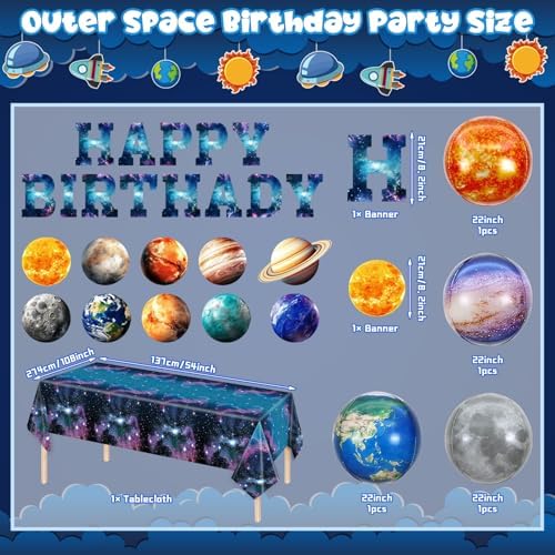 Outer Space Birthday Party Tableware Set 228pcs 30 Serve