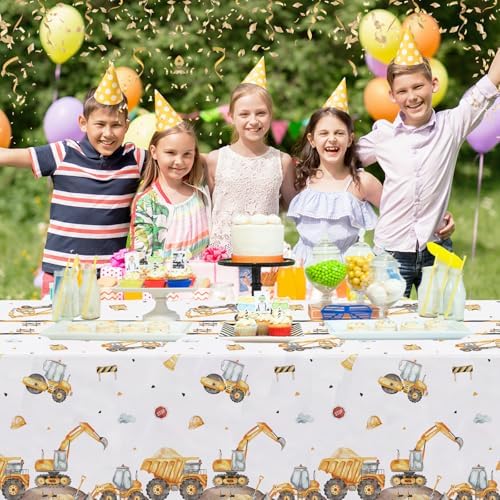 3PCS Truck Themed Birthday Tablecloths for Kids Parties