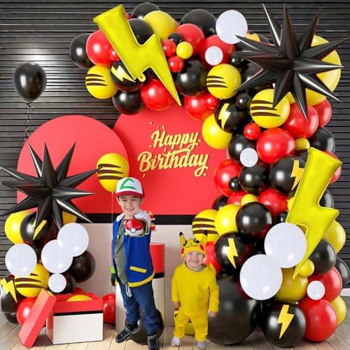 120PCS Birthday Balloons Set Black Red Yellow White