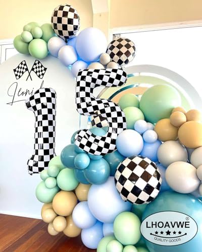 Checkered Number 5 Balloons 40 Inch Race Car Decorations