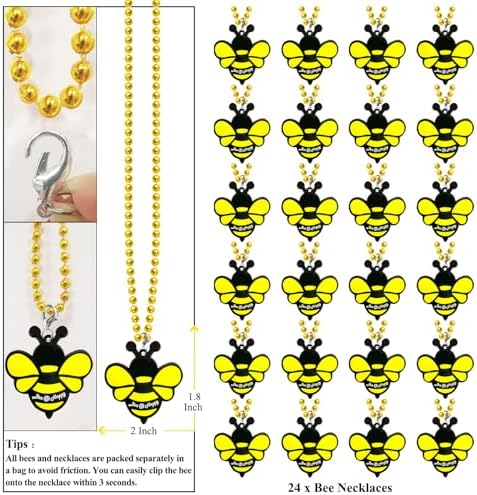 24 Pack Bee Necklace Party Favors for Mommy To Be