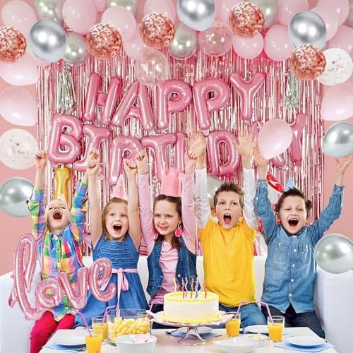 Pink Birthday Decorations Set for Women Girl