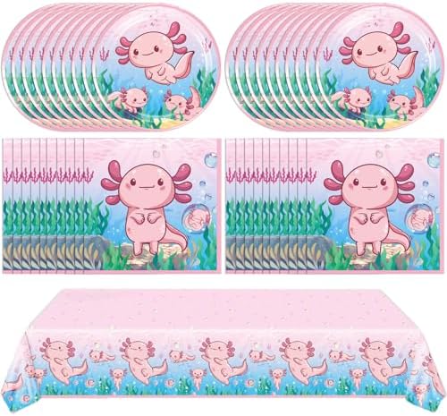 41Pcs Pink Axolotl Party Tableware Set for Birthday Decor