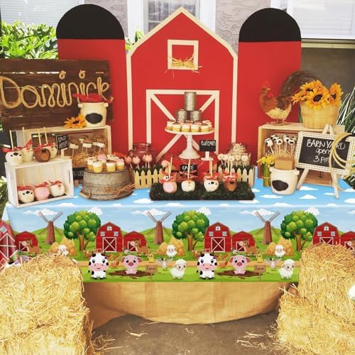 4 Pcs Farm Animal Tablecloths 51x86 Inches Farmhouse Decor