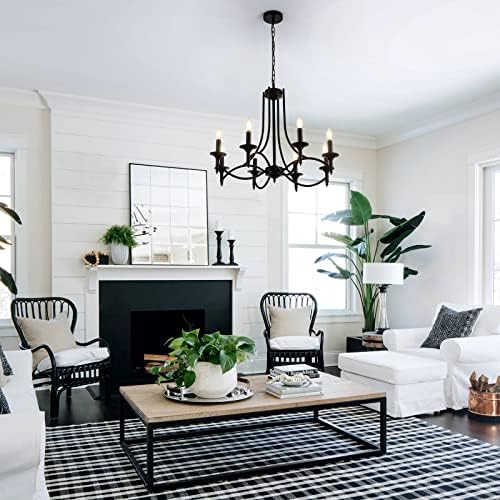 Black Industrial Chandelier with 8-Light Candle Stems