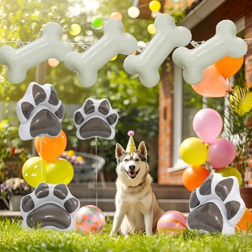6 Pack Cartoon Dog Bone Balloons Lets Pawty Party Decoration