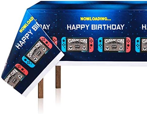 2Pcs Blue Video Game Party Tablecloth 54x108In