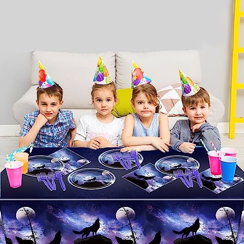 OULUN Wolf Birthday Party Plate Set 20Pcs