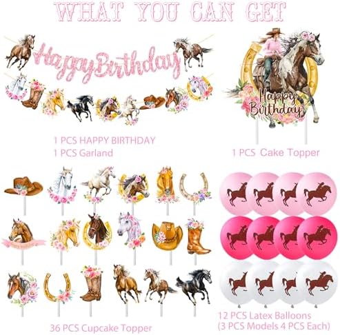 51pcs Western Cowgirl Birthday Decorations Set
