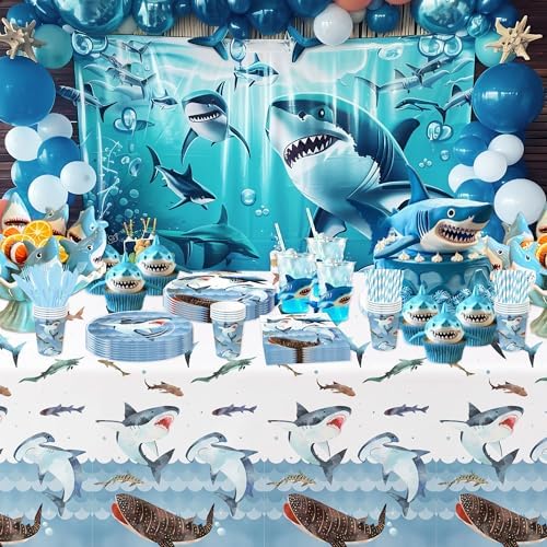 Shark Birthday Plates Napkins Party Set Serves 24