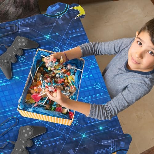 Gamer Birthday Party Tablecloth 3pcs Blue Game Theme Decor