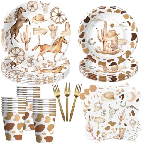 Western Cowboy Party Tableware Set for 24 Guests