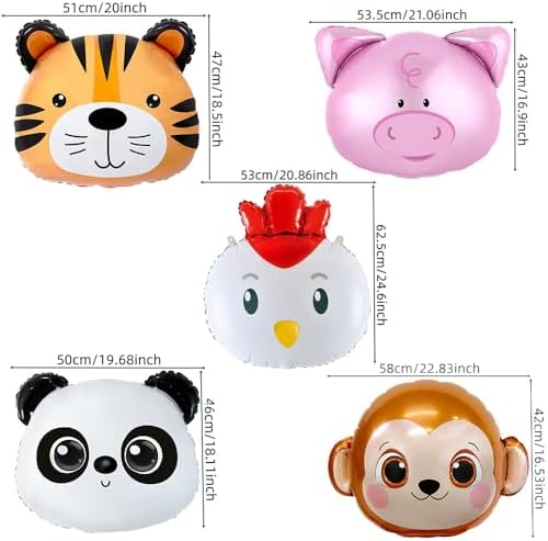 9pcs Farm Animal Foil Balloons for Parties