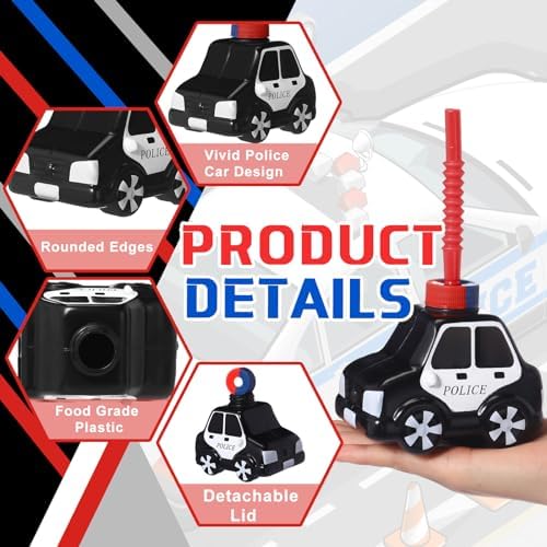 Tanlade 24 Piece Police Car Cups with Straws