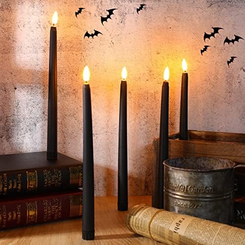 Macarrie 24 Pack Flameless Taper Candles LED 11 Inch Black