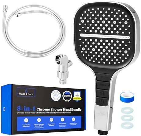 Maas Bath 8-in-1 Chrome Handheld Shower Head