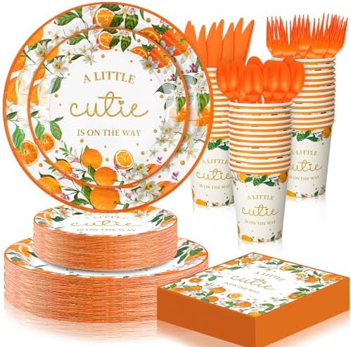 350 Pcs Orange Party Tableware Set for 50 Guests