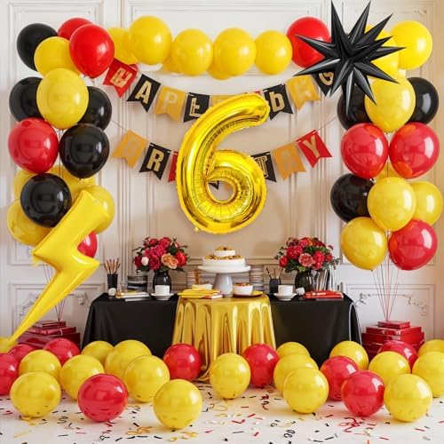 6th Birthday Balloon Arch Kit with Number 6 Decorations