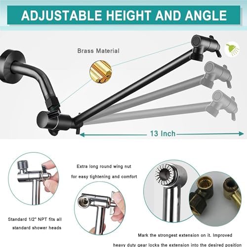 12 Inch Matte Black High Pressure Shower Heads with Handheld Spray Combo Set