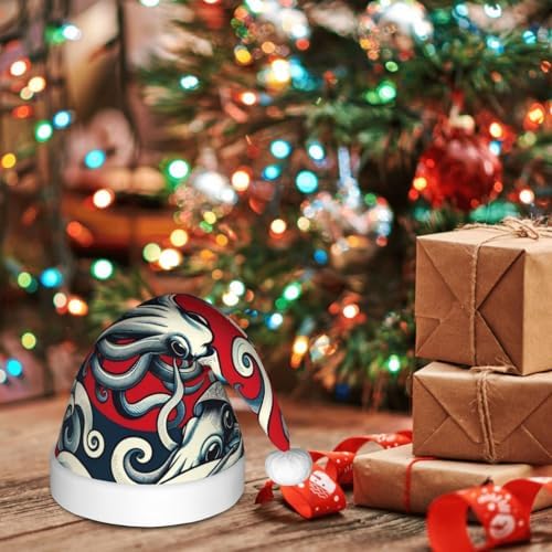 Augenstern Christmas Hat Squid Blessing Japanese Art Santa Hat