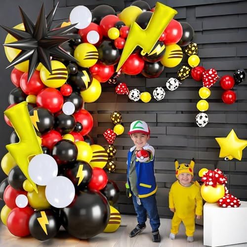 120PCS Birthday Balloons Set Black Red Yellow White