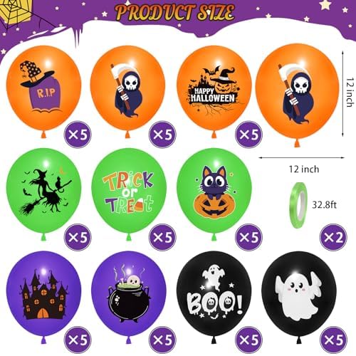 50Pcs Halloween Balloons Decorations 12 Inch Party Set
