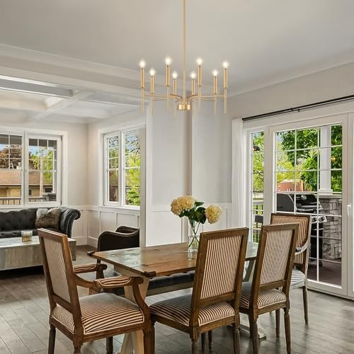 8 Light Gold Chandelier for Dining Room and Entryway