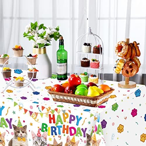 3 Pack Cute Cat Print Plastic Tablecloth 54x108 Inch