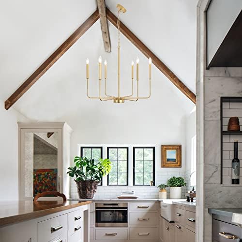 ALISADABOY 6-Light Farmhouse Gold Chandelier