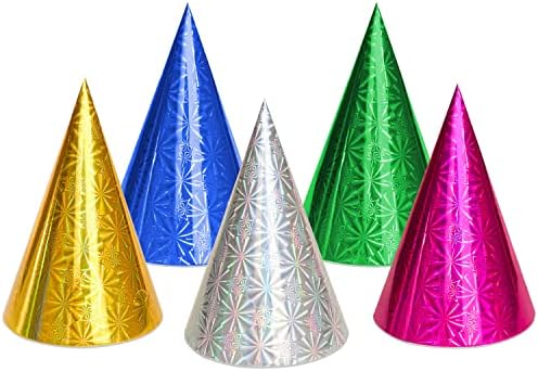 Coobbar Glitter Birthday Cone Hats 50 Pack Kids Adults Pets