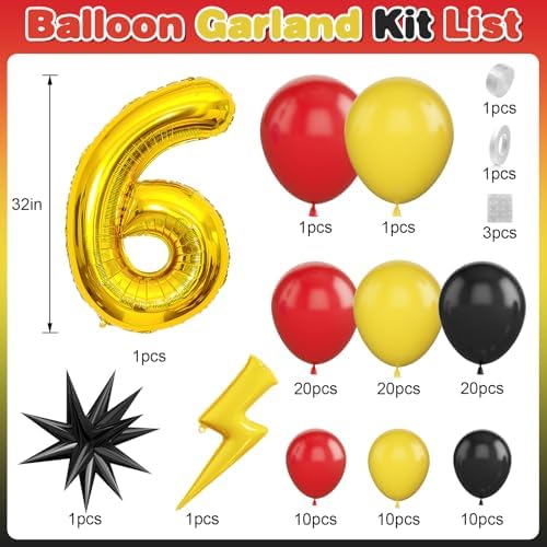 6th Birthday Balloon Arch Kit with Number 6 Decorations