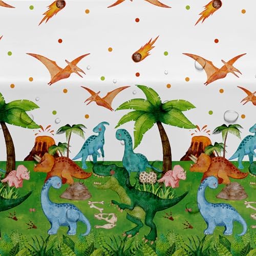 Dinosaur Birthday Party Tablecloth - 3 Pack 54x108 Inches